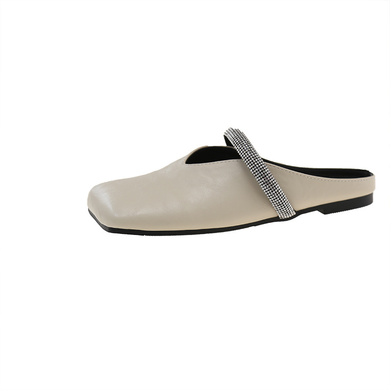 35–42 jardų 2025 m. pavasario naujos korėjietiškos mados kalnų krištolinės baotou šlepetės moteriškos be kulno tingios moteriškos šlepetės