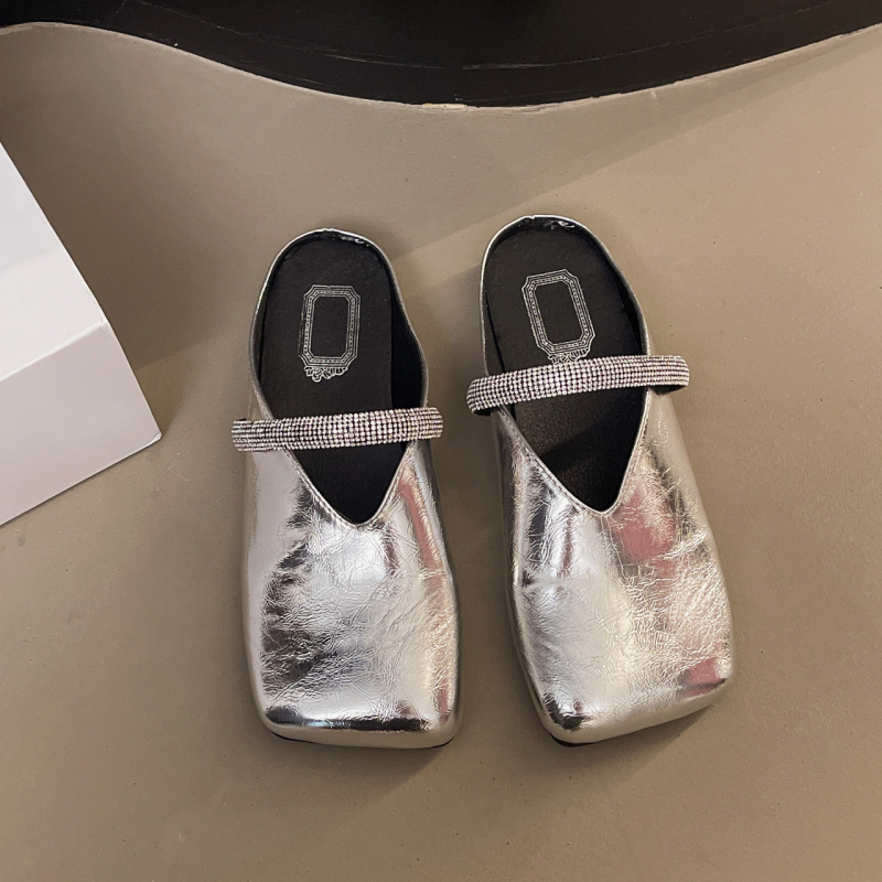 35–42 jardų 2025 m. pavasario naujos korėjietiškos mados kalnų krištolinės baotou šlepetės moteriškos be kulno tingios moteriškos šlepetės