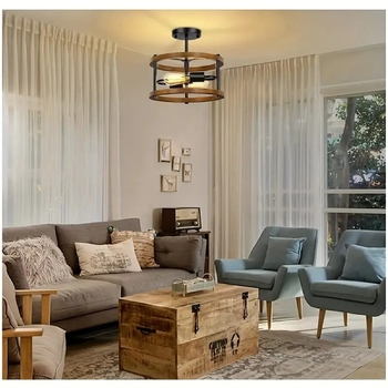 Amazoni populaarne Ameerika retro-industriaalse stiiliga täispuidust laelamp loomingulise isiksusega elutoa magamistoa vahekäigu laelamp