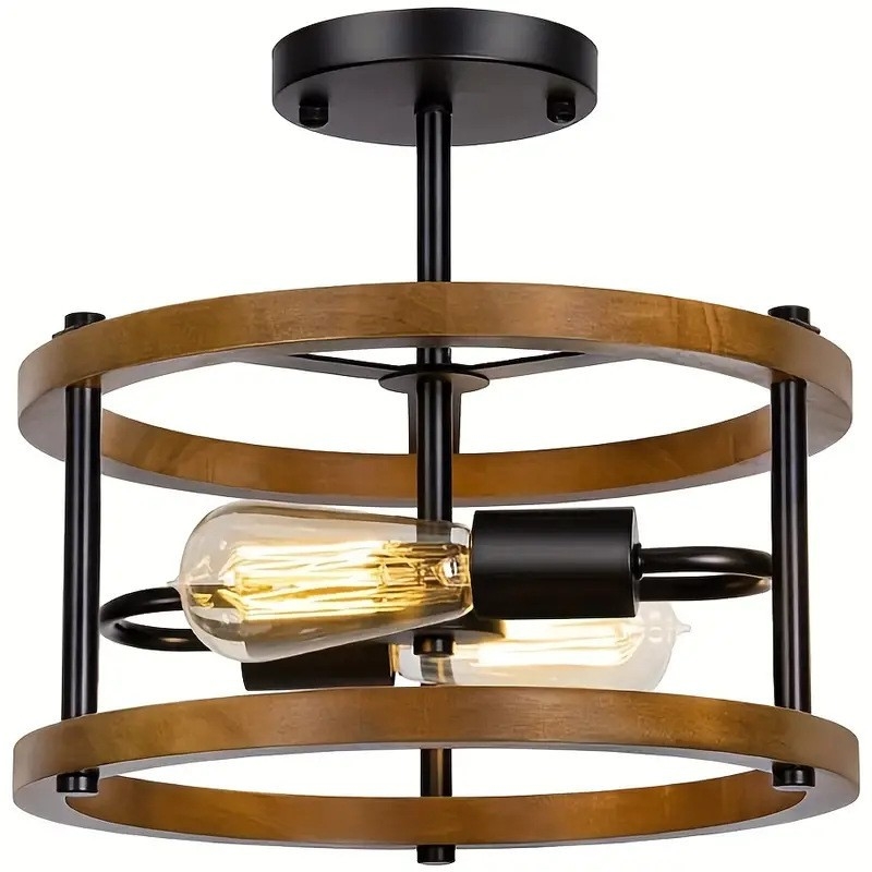 Amazoni populaarne Ameerika retro-industriaalse stiiliga täispuidust laelamp loomingulise isiksusega elutoa magamistoa vahekäigu laelamp