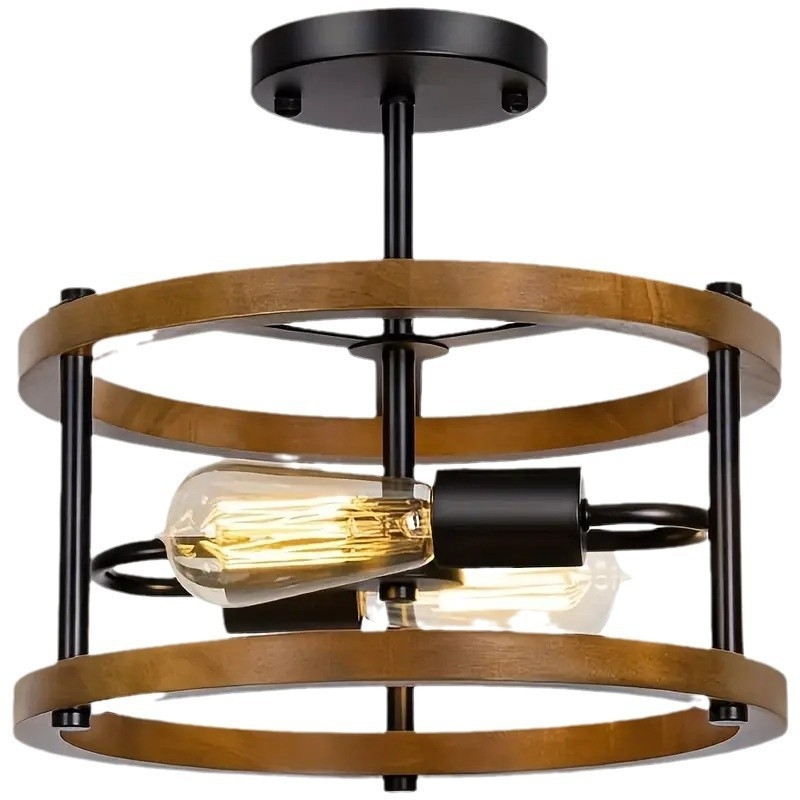 Amazoni populaarne Ameerika retro-industriaalse stiiliga täispuidust laelamp loomingulise isiksusega elutoa magamistoa vahekäigu laelamp