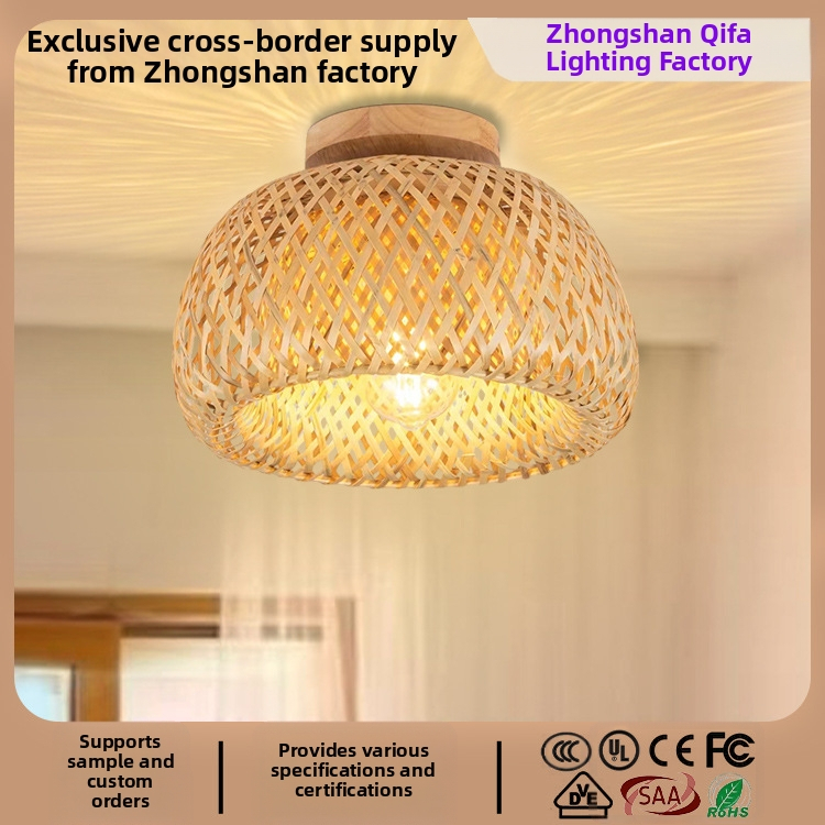 Piiriülene Ameerika stiilis maalähedane bambusest kootud lambivarju elutuppa, esikusse, esikusse ja söögituppa, bambusest ja puidust kunstiline laelamp, populaarselt müüdav piiriülene toode