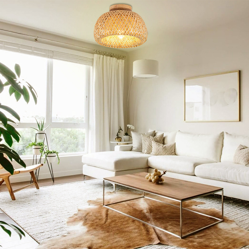 Piiriülene Ameerika stiilis maalähedane bambusest kootud lambivarju elutuppa, esikusse, esikusse ja söögituppa, bambusest ja puidust kunstiline laelamp, populaarselt müüdav piiriülene toode