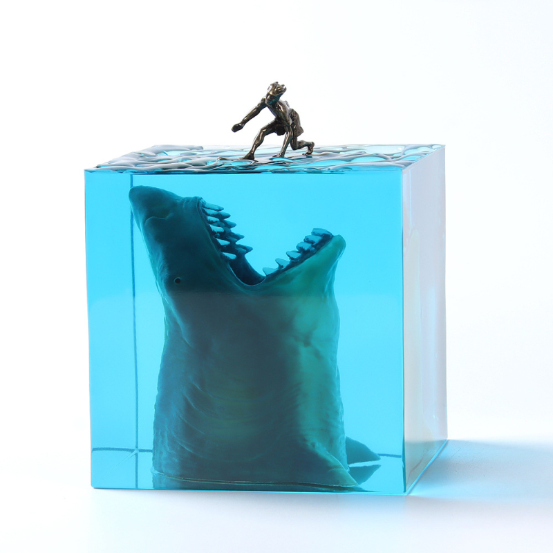 Vanjska trgovina Marine Shark Surfer Micro Landscape Night Light Ukrasi Kristal Epoksidna Smola Obrti Moderni Kreativni