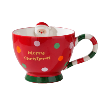 Jõulune täpiline kohvitass lusika, tassi ja alustassiga, uhke loominguline keraamiline tass, kontori veetass, tüdrukute suveniir