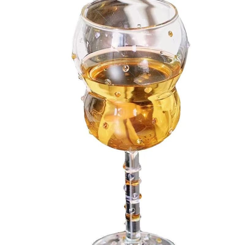 Ατμοσφαιρικό ποτήρι κρασιού, κομψό, εκλεκτό κύπελλο, πολύχρωμο ποτήρι ζελεδάκι, δημιουργικό ποτήρι κόκκινου κρασιού