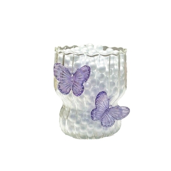 Υψηλής αξίας χειροποίητο τρισδιάστατο γυάλινο ποτήρι πεταλούδας δημιουργικό φλιτζάνι καφέ με πέταλα, ριγέ φλιτζάνι φλιτζάνι γάλα, δώρο χειρός