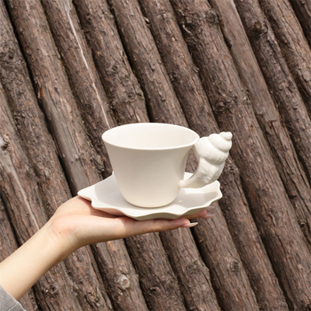 Κούπα με κοχύλια, 1 τεμάχιο, δημιουργικό ματ κεραμικό φλιτζάνι καφέ και πιατάκι, ρετρό ανάγλυφο κέλυφος, δώρο για ζευγάρια
