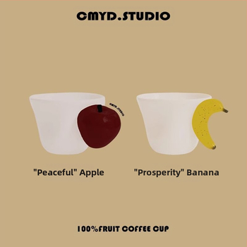 [1375 kolekcija] Obuolių ir bananų puodelis, bananas, obuolys, obuolių draugai, keraminis puodelis, kavos puodelis, gimtadienis, vyriškas