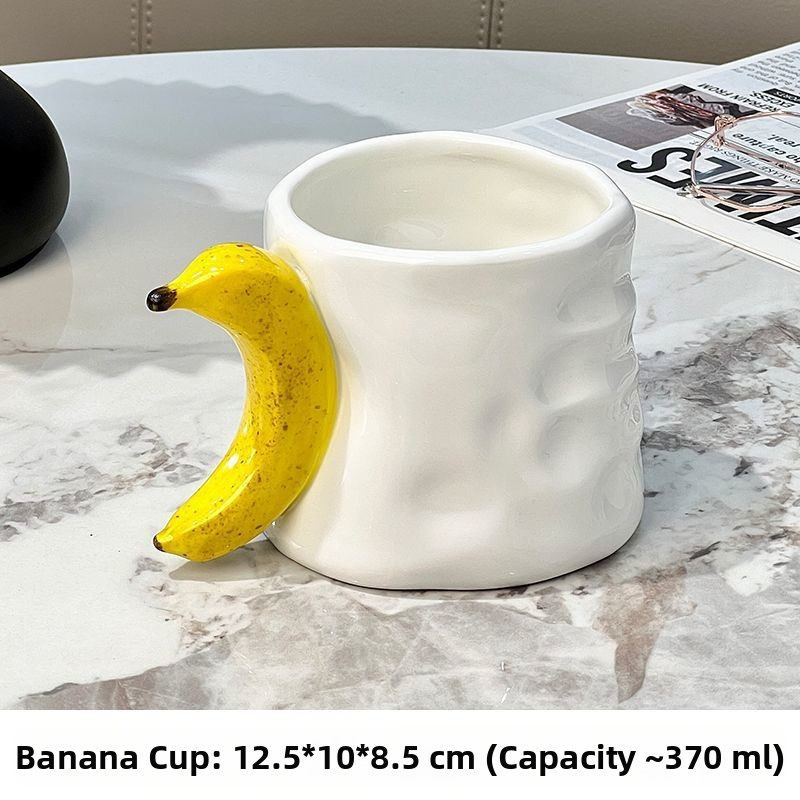 [1375 kolekcija] Obuolių ir bananų puodelis, bananas, obuolys, obuolių draugai, keraminis puodelis, kavos puodelis, gimtadienis, vyriškas