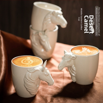 Keraminis espreso puodelis su skersiniu kraštu, lengvas, prabangus uosio spalvos „Master Cup“ su gyvūnų spalvos trimatė rankena, kūrybingas asmeninis vandens puodelis