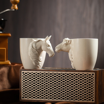 Κεραμικό φωτιστικό για φλιτζάνια εσπρέσο σε σχήμα κυπέλλου σε σχήμα στάχτης, πολυτελές κύπελλο με σχέδιο ζώου, τρισδιάστατη λαβή, δημιουργικό προσωπικό ποτήρι νερού