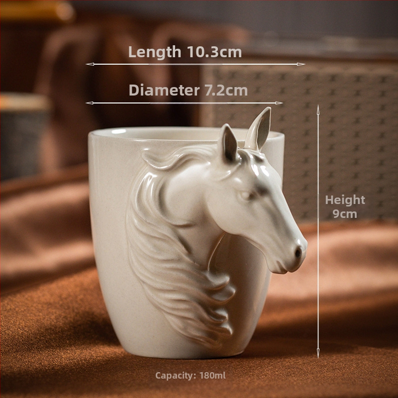 Keraminis espreso puodelis su skersiniu kraštu, lengvas, prabangus uosio spalvos „Master Cup“ su gyvūnų spalvos trimatė rankena, kūrybingas asmeninis vandens puodelis