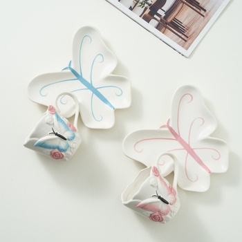 Ins Style Νέο Στυλ Διαδικτυακών Διασημοτήτων Υψηλής Χρωματικής Αξίας Δημιουργικό Χειροποίητο Ζύμωμα Πεταλούδα Οικιακή Κεραμικό Κύπελλο Καφέ Πιατέλα Νερού Κύπελλο