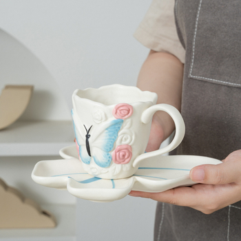 Ins Style Νέο Στυλ Διαδικτυακών Διασημοτήτων Υψηλής Χρωματικής Αξίας Δημιουργικό Χειροποίητο Ζύμωμα Πεταλούδα Οικιακή Κεραμικό Κύπελλο Καφέ Πιατέλα Νερού Κύπελλο