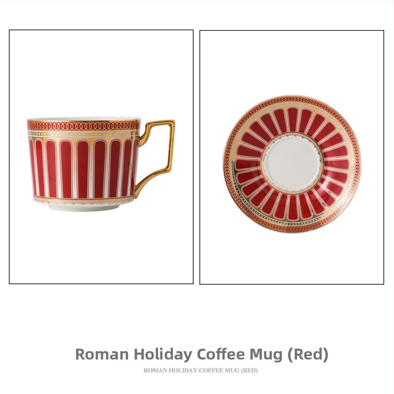 Rímsky sviatok z kostného porcelánu, šálka na kávu s podšálkou, severská sada šálok na kávu s podšálkou, britský popoludňajší kvetinový čajový hrnček na domácnosť
