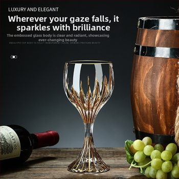 Kerge luksuslik kuldne veiniklaas Euroopa stiilis vintage kristallklaasist pokaal kinkekarbis kolimise kinkekarbis kristallveiniklaaside komplekt