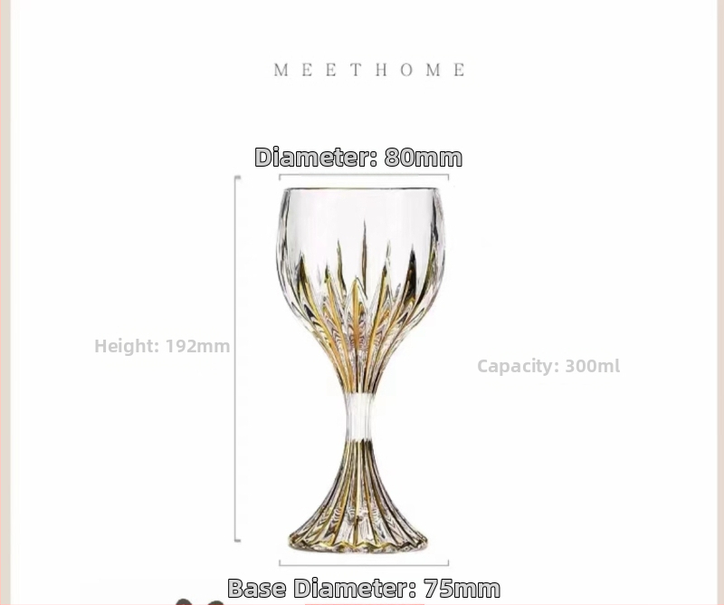 Kerge luksuslik kuldne veiniklaas Euroopa stiilis vintage kristallklaasist pokaal kinkekarbis kolimise kinkekarbis kristallveiniklaaside komplekt