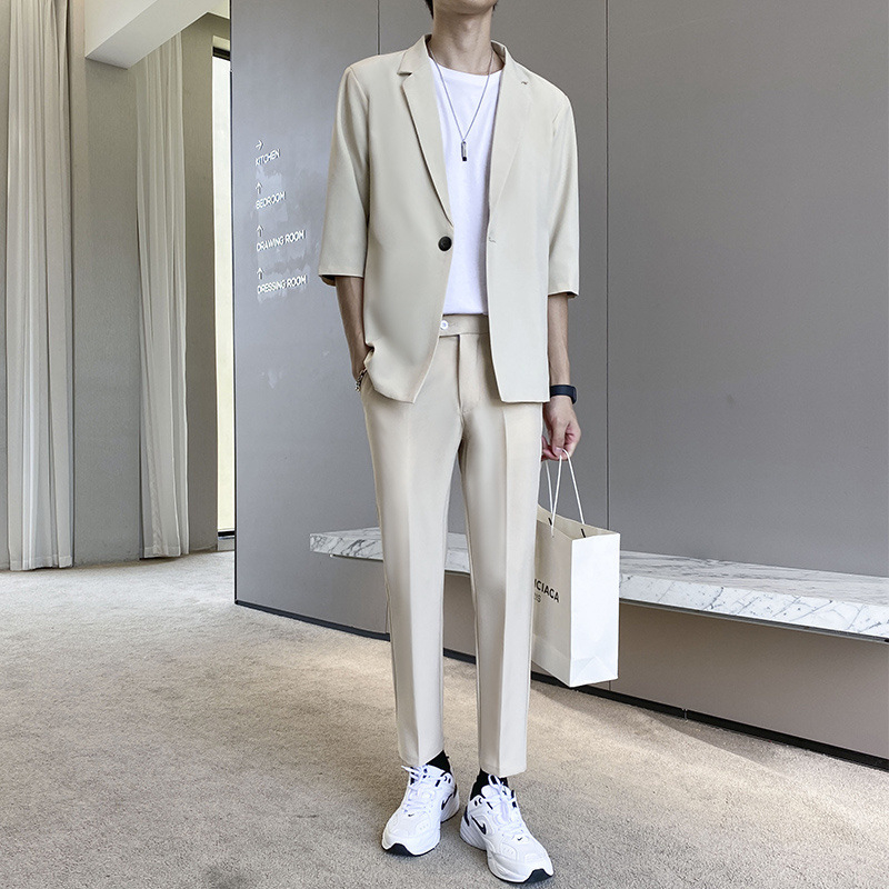 Vabaaja 7/8 varrukaga meeste õhuke stiilne jakk Korea versioon trendikas mitmekülgne moodne nägus poolvarrukaga väike ülikond trendikas