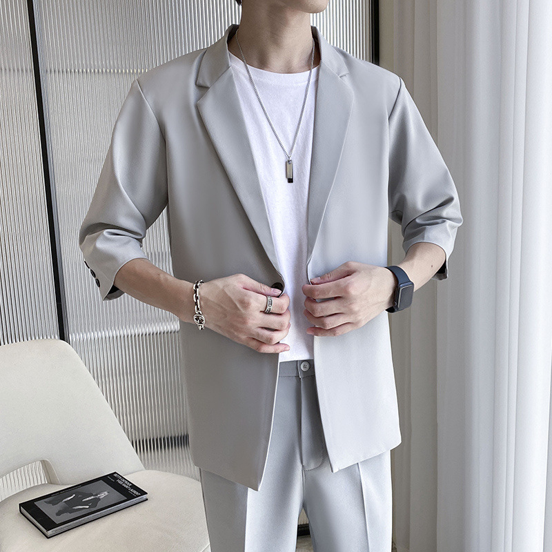 Vabaaja 7/8 varrukaga meeste õhuke stiilne jakk Korea versioon trendikas mitmekülgne moodne nägus poolvarrukaga väike ülikond trendikas
