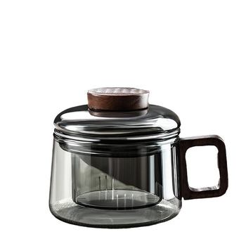 Γυάλινη τσαγιέρα τριών τεμαχίων Κύπελλο οικιακής χρήσης με ξύλινη λαβή, αρωματικό τσάι kung fu, ειδική ανθεκτική σε υψηλή θερμοκρασία τσαγιέρα διαχωρισμού τσαγιού, μονό δοχείο