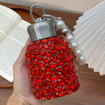 Naujųjų metų raudonojo krištolo deimantinis vakuuminis puodelis, išvaizdus vakuuminis puodelis, rankų darbo, su deimantais įterptas interneto garsenybių puodelis, šilumos izoliacija, puodelis