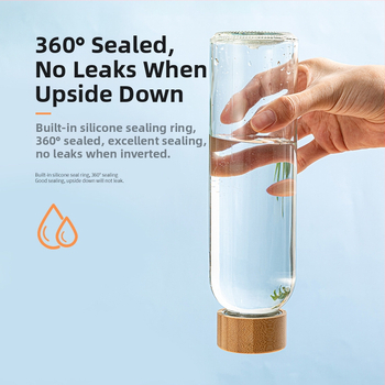 Υψηλής ποιότητας βοριοπυριτικό μπαμπού καπάκι κορδόνι γυάλινο αθλητικό μπουκάλι νερό μονής στρώσης γυάλινο φορητό δημιουργικό ποτήρι ανάπηρου κυλινδρικό ποτήρι νερού