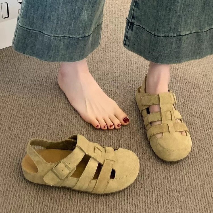 Sandales ar svārkiem, feju stila elpojošas neslīdošas kurpes sievietēm, 2025. gada vasaras jaunās modes daudzpusīgās dobās romiešu kurpes