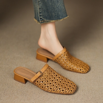 Szőtt, lélegző, üreges lyukú cipők, lábujj-lábujj szandálok, női új nyári női cipők, alkalmi hálós félpapucsok