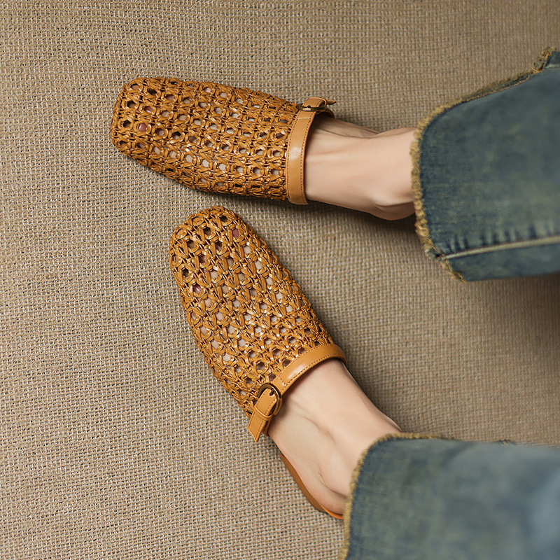 Szőtt, lélegző, üreges lyukú cipők, lábujj-lábujj szandálok, női új nyári női cipők, alkalmi hálós félpapucsok