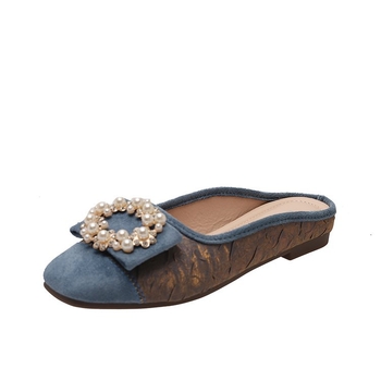 2025 m. vasaros nauja korėjietiška rankinės formos šlepečių versija moterims, avinčioms kvadratinę galvutę, perlų apvalią sagtį, pedalus, „Mueller“ batai, urmu