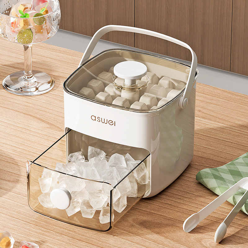 Jégtálca forma Élelmiszeripari prés Jégkocka Nagy kapacitású műtárgy Házi készítésű hűtőszekrény Jégtároló fedéllel Háztartási jégkészítés