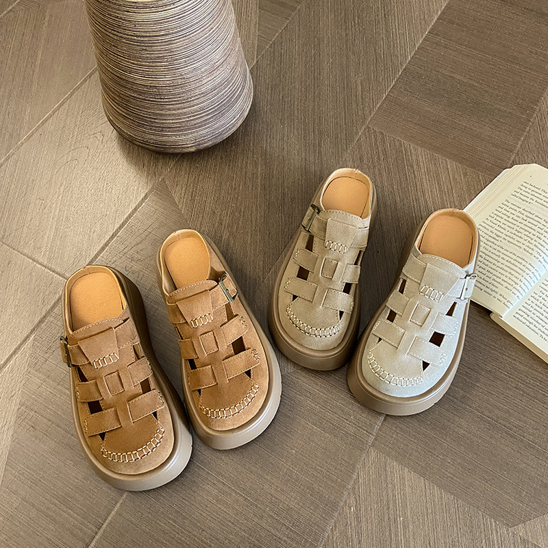 Baotou basutės ir šlepetės moteriškos storo padu, padidinto Burken padu, moteriški 2024 m. pavasario ir vasaros urviniai batai, moteriškos basutės