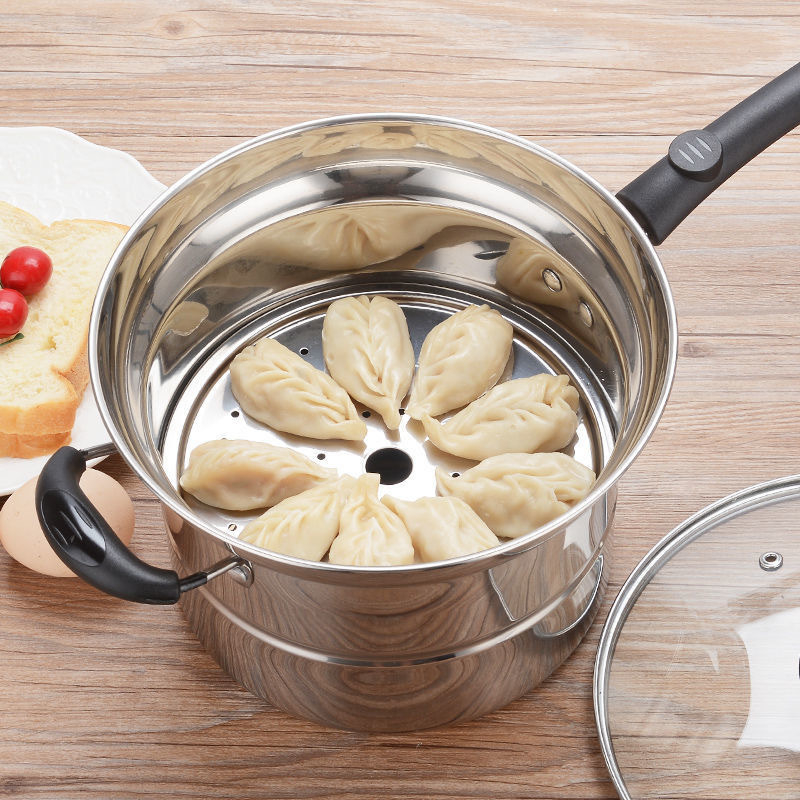 Rozsdamentes acél leveses fazék, háztartási sűrített fazék, koreai stílusú ramen fazék, tésztafazék, leveses fazék, univerzális indukciós tűzhelyhez, gázhoz