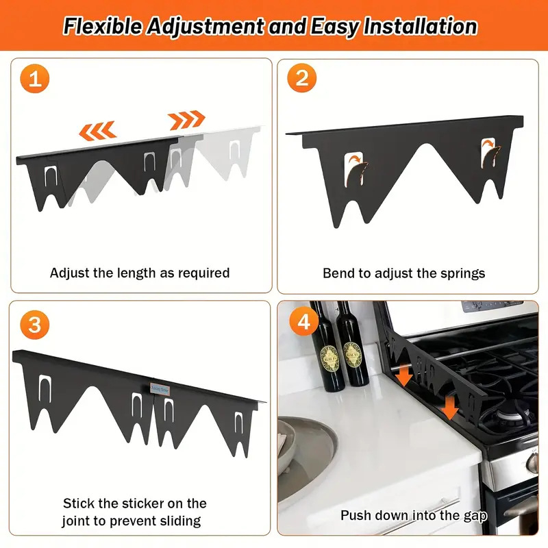 Nerūdijančio plieno viryklės tarpo uždangalai, 2 vnt. viryklės tarpų užpildo, karščiui atsparus apsauginis rinkinys, naudojamas izoliacijai