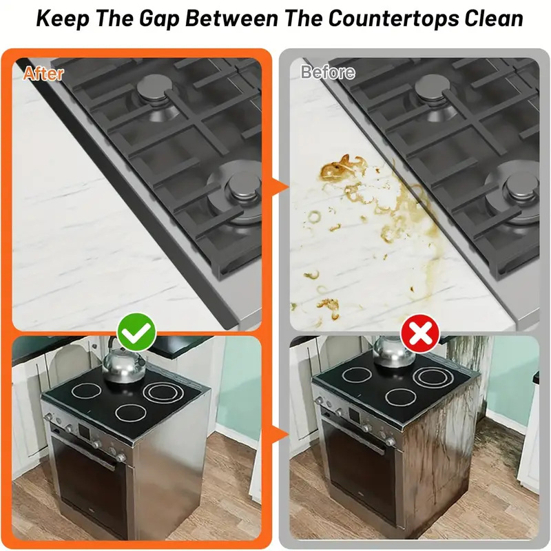 Nerūdijančio plieno viryklės tarpo uždangalai, 2 vnt. viryklės tarpų užpildo, karščiui atsparus apsauginis rinkinys, naudojamas izoliacijai