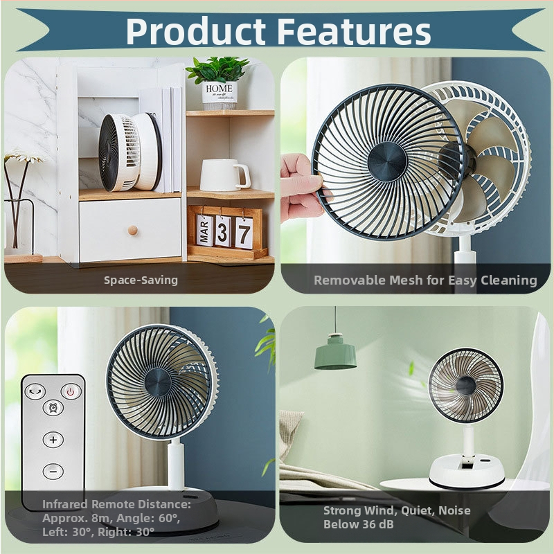 Новият телескопичен вентилатор на Amazon, лесен за поставяне, вентилатор за външен монтаж с контрол на разклащането на главата, маса за зареждане, тих вентилатор с двойна употреба