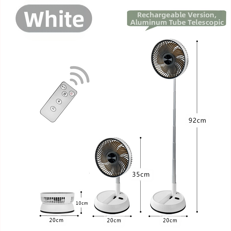 Amazoni uus teleskoopventilaator, hõlpsasti vastu võetav, õues kasutatav raputuspeaga juhtimisega ventilaatori laadimislaud, kaheotstarbeline vaikne ventilaator