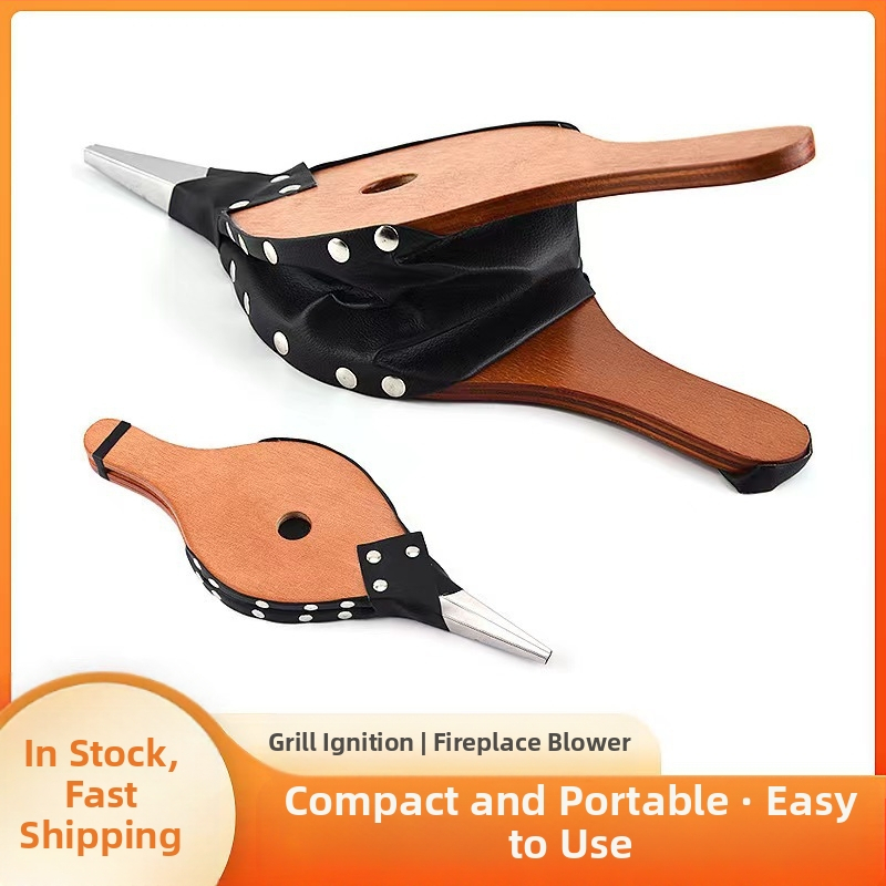 Amazoni käsitsi puhur, välistingimustes kasutatav grillpuhur, nahast tiigrikamin, piiriülene tarne, puidust kaminatrummel