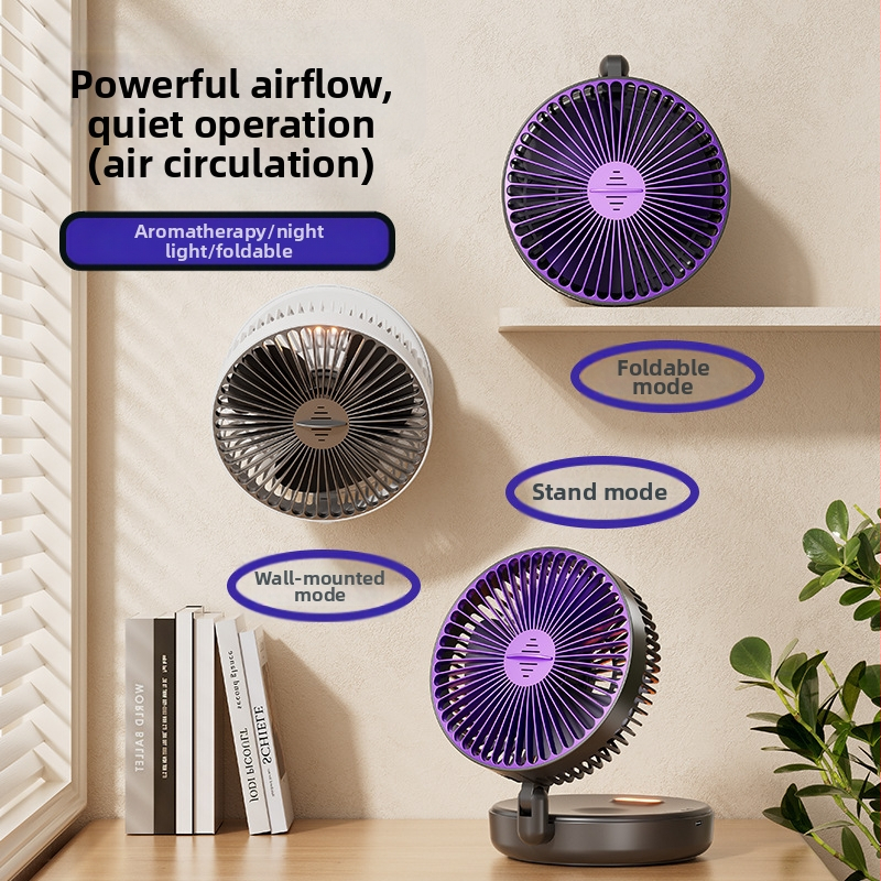 Zahraničný obchod Cezhraničný USB nabíjací malý ventilátor Skladací nočný ventilátor Stolný nástenný aromaterapeutický stolný ventilátor Malý darčekový donáška