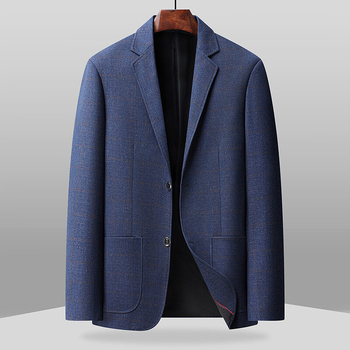 2025. aasta kevadine uus ülikond meeste mantel keskealine äriline vabaaja universaalne ruuduline lihtne lameda kraega ülikond