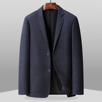 2025. aasta kevadine uus ülikond meeste mantel keskealine äriline vabaaja universaalne ruuduline lihtne lameda kraega ülikond