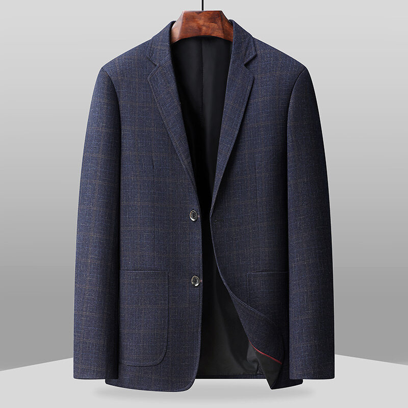 2025. aasta kevadine uus ülikond meeste mantel keskealine äriline vabaaja universaalne ruuduline lihtne lameda kraega ülikond