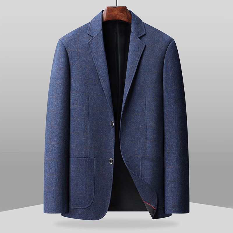 2025. aasta kevadine uus ülikond meeste mantel keskealine äriline vabaaja universaalne ruuduline lihtne lameda kraega ülikond