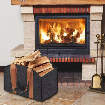 Tarpvalstybinė didmeninė prekyba nauju veltinio malkų laikymo krepšiu, rankinė, didelė talpa, medinė rankena, veltinio laikymo krepšys