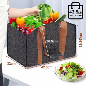 Tarpvalstybinė didmeninė prekyba nauju veltinio malkų laikymo krepšiu, rankinė, didelė talpa, medinė rankena, veltinio laikymo krepšys