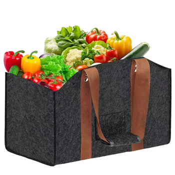 Tarpvalstybinė didmeninė prekyba nauju veltinio malkų laikymo krepšiu, rankinė, didelė talpa, medinė rankena, veltinio laikymo krepšys