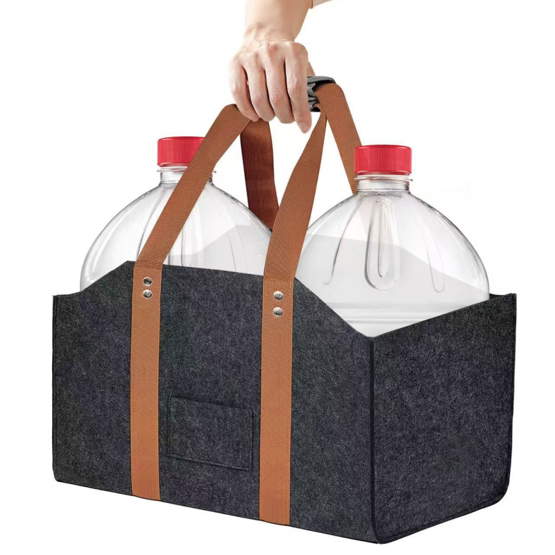 Tarpvalstybinė didmeninė prekyba nauju veltinio malkų laikymo krepšiu, rankinė, didelė talpa, medinė rankena, veltinio laikymo krepšys