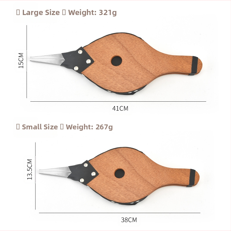 ♀ Дървен ръчен духалник, ръчно пресован духалник, инструменти за барбекю на открито, преносим духалник за барбекю камина