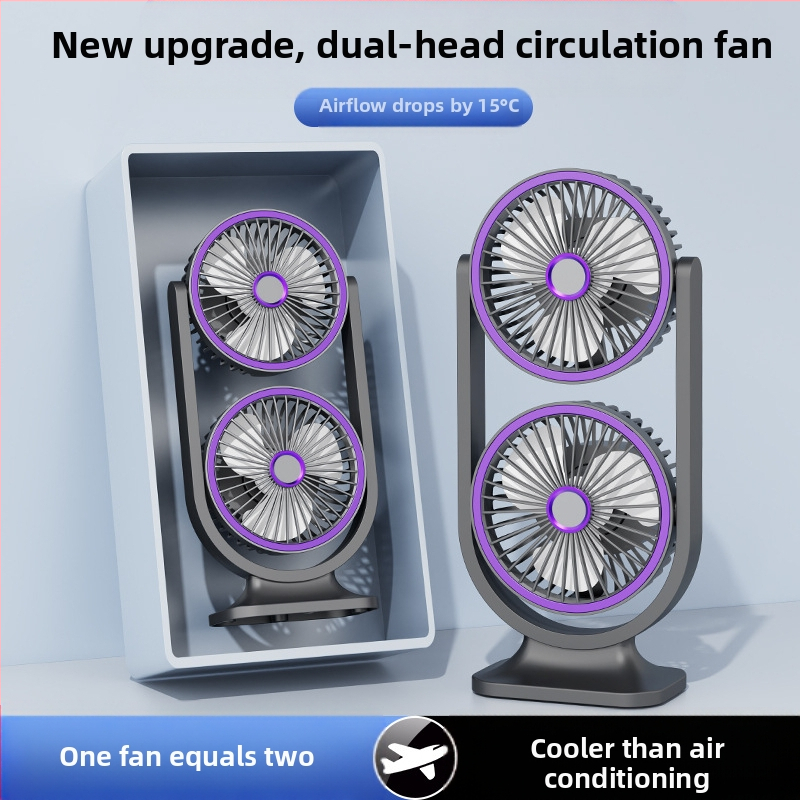 Cezhraničný zahraničný obchod Nový dvojhlavý stolový ventilátor Kancelársky internát Dvojvrstvový ventilátor Výrobca ventilátorov s vysokou cirkuláciou vzduchu
